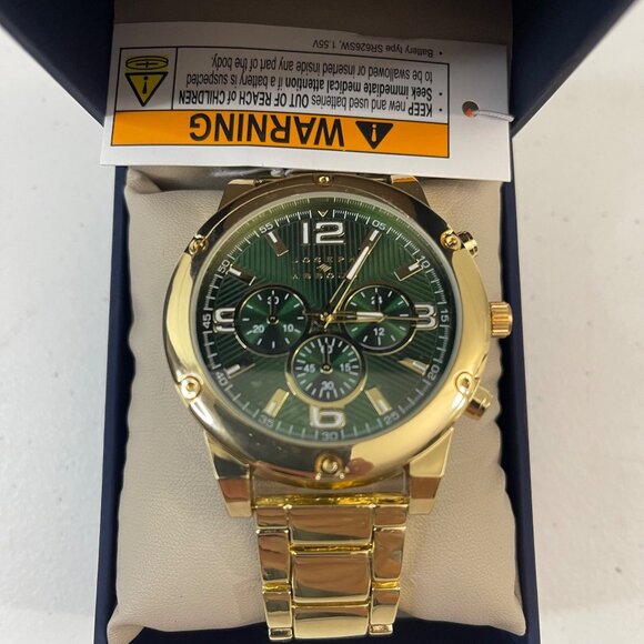 Joseph Abboud Gold-Tone Green Dial Mens Watch In Original Box, New - Picture 7 of 11